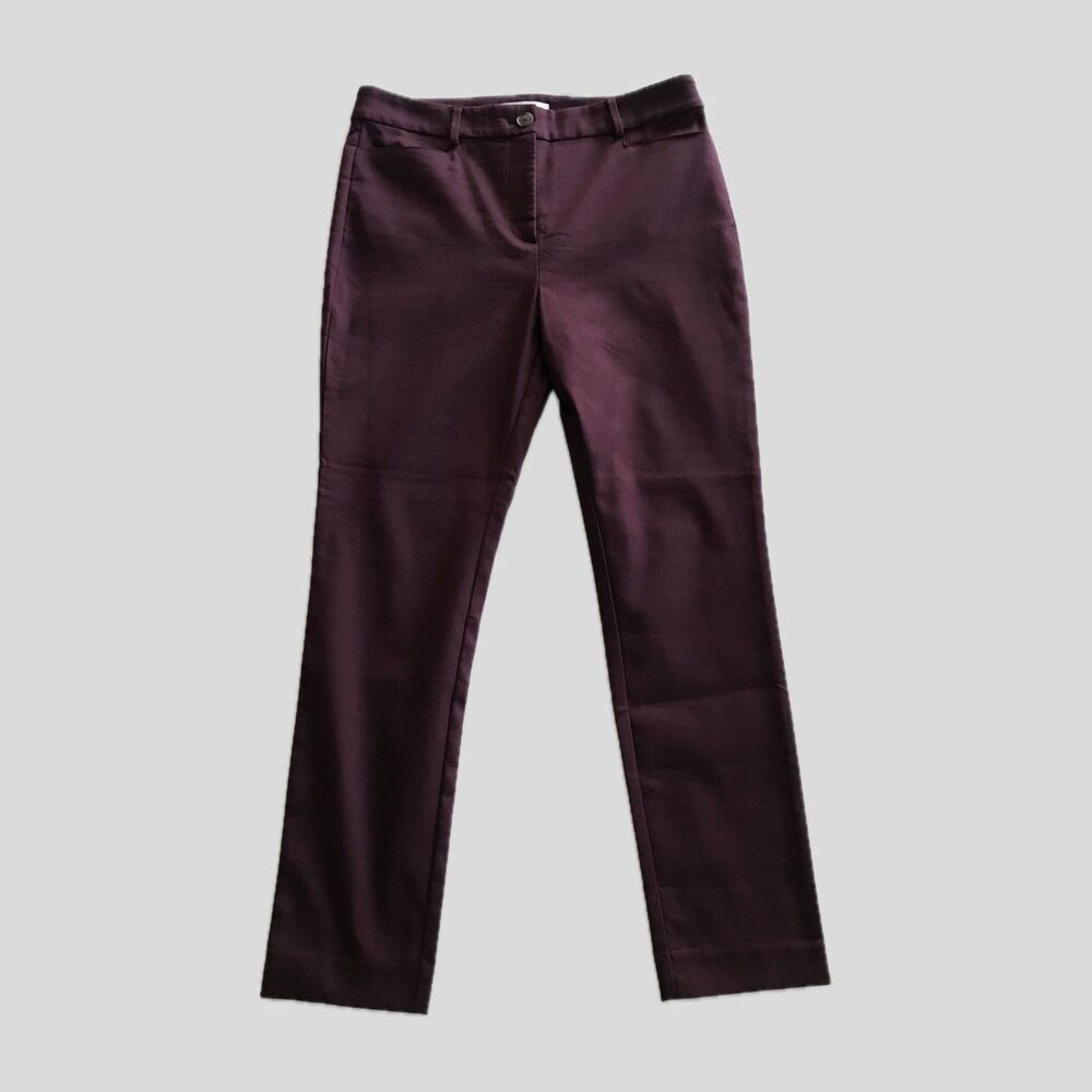 LOFT Purple Sutton Skinny Stretch Cotton Trousers Pants, Womens Size 10